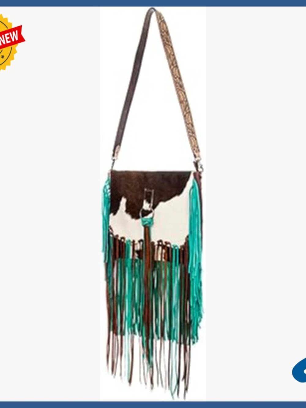 Genuine Leather Crossbody Bag with Fringes and YKK Zipper